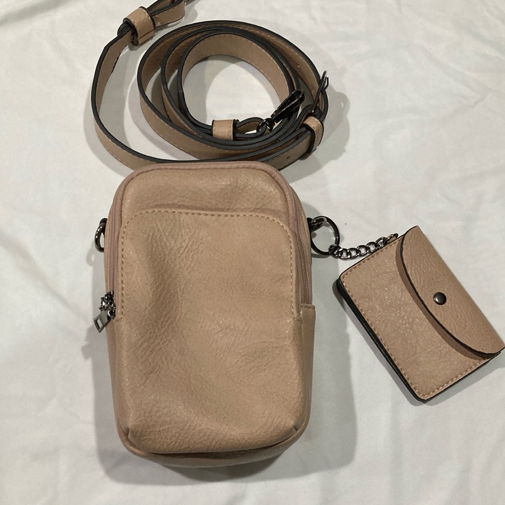 Jen & Co Light pink vegan Leather Crossbody Bag with Card Holder